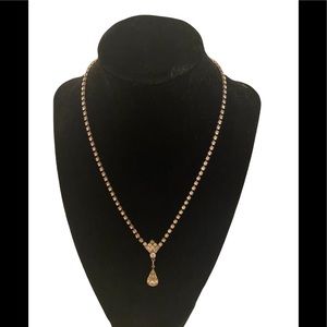 Teardrop Rhinestone Chain Necklace